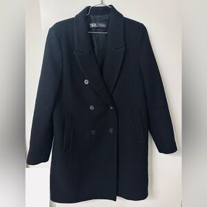 ZARA-ladies wool lined long peacoat